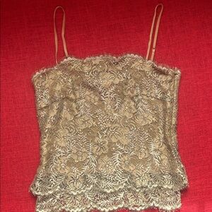 Ralph Lauren Black Label Gold Lace Floral Camisole